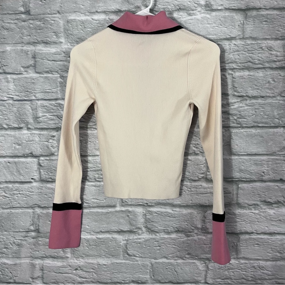 Alice + Olivia Pia Ribbed Knit Polo Sweater Size XS - Picture 7 of 13